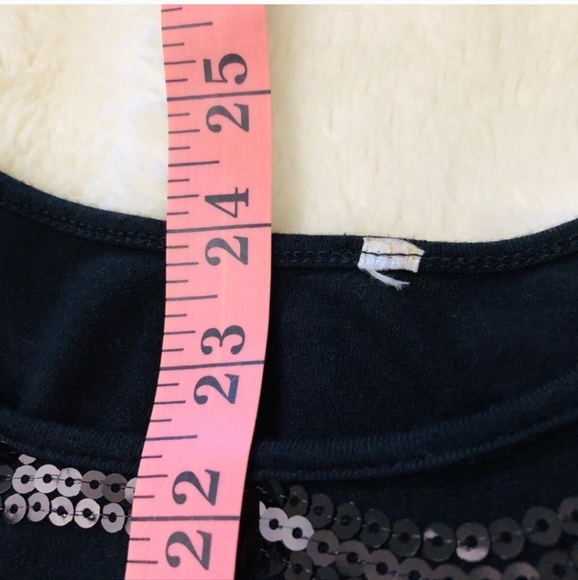 Black Wavy Sequins Blouson Top Women Size S - Picture 5 of 6